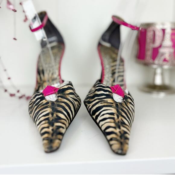Luichiny Animal Print Pointed Toe Ankle Strap High Stiletto Heels Pumps Size 8.5 - Picture 8 of 15